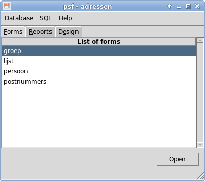 Database window